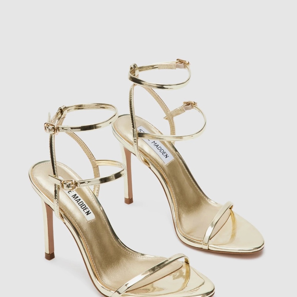 Steve Madden Metallic Gold Strappy Heels - Picture 5 of 7
